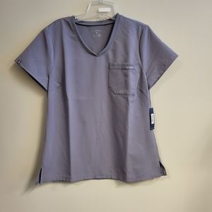 Jaanuu Two Pocket Tuck in Scrub Top Medium Grey